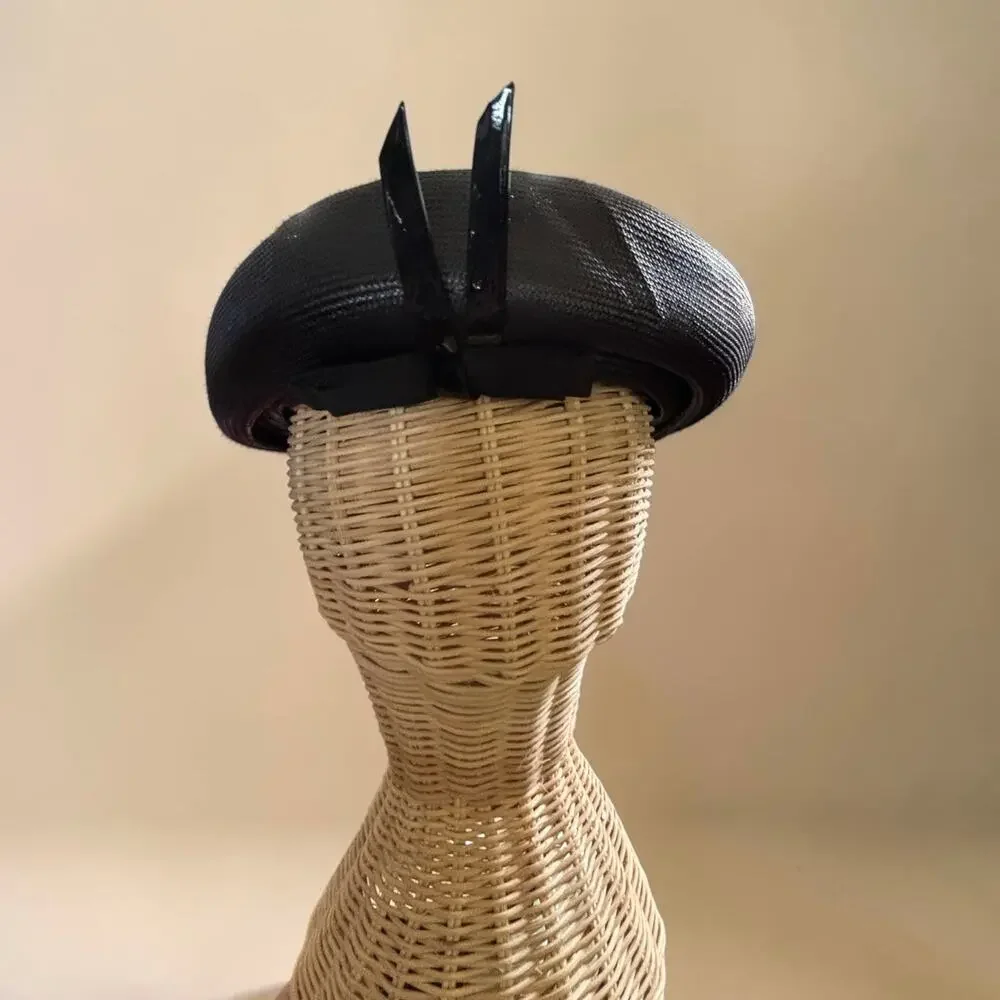 Vintage Black Sculptural Cocktail Hat Fascinator Avant Garde Derby Gothic